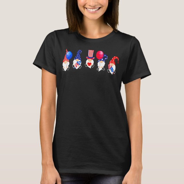 T-shirt America Gnomes Bowling Fireworks American Flag 4e (Devant)