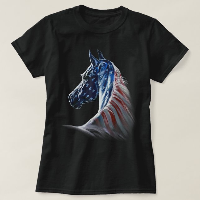 T-shirt America Horses Patriotic Horse American Flag (Design devant)