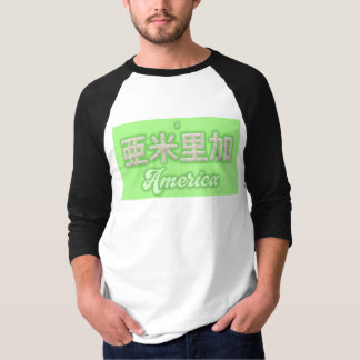 T-shirt America kanji Written with grains of rice