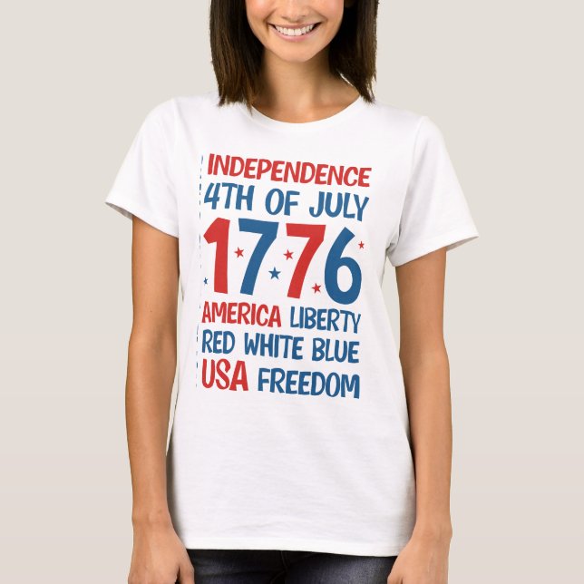 T-shirt America Liberty, Red, White, Blue, USA Freedom  (Devant)