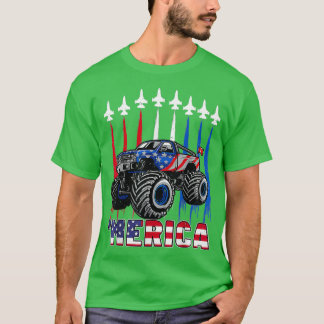 T-shirt America Monster Truck Patriotique américain Drapea