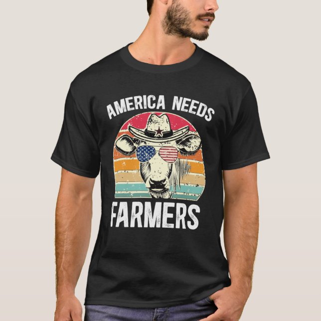 T-shirt America Needs Farmers Support Country Farming In U (Devant)