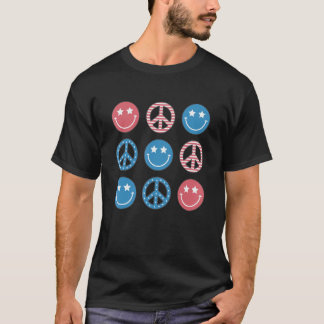 T-shirt America Peace Vibes Hippie Tee 4th Of July Indepen