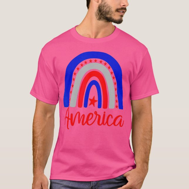 T-shirt America Rainbow Patriotic Pride 4 juillet USA (Devant)