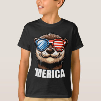 T-shirt America River Otter Funny Aamerican Patriotic Usa