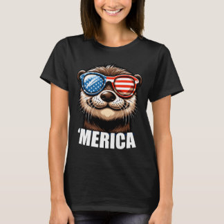T-shirt America River Otter Funny Aamerican Patriotic Usa