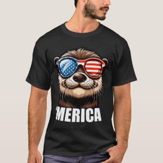 T-shirt America River Otter Funny Aamerican Patriotic Usa