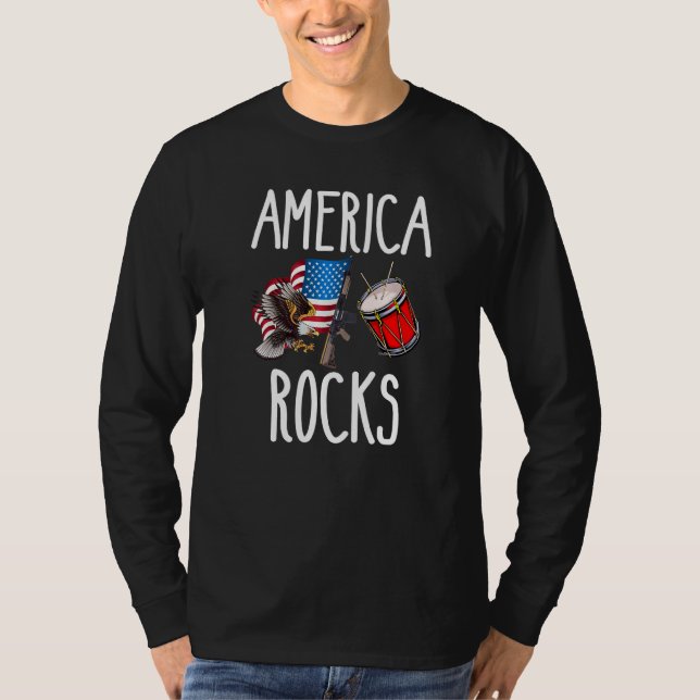T-shirt America Rocks Drapeau Amour Idées Usa (Devant)