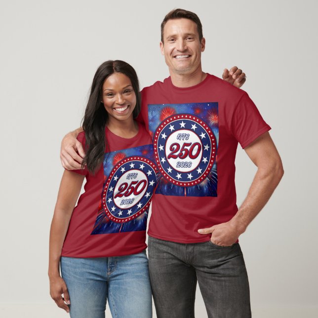 T-shirt America’s 250th Birthday Graphic Fireworks Burst R (Unisexe)