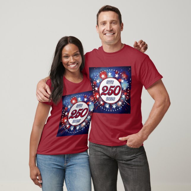 T-shirt America’s 250th Birthday Graphic Fireworks Burst W (Unisexe)