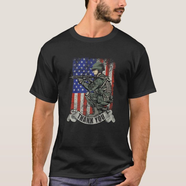 T-shirt America Soldier Thank You Patriotic Veterans Day (Devant)