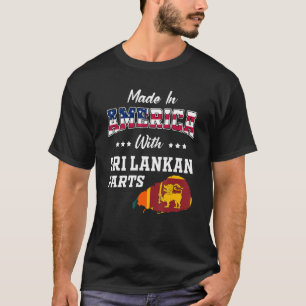 T-shirt America Sri Lankan Parts Sri Lanka Map Usa Flag An
