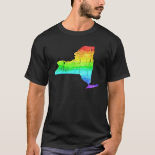 T-shirt America State of New York Rainbow Gay Lgbt Pride M