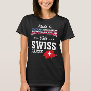 T-shirt America Swiss Parts Suisse Carte USA Flag Rots
