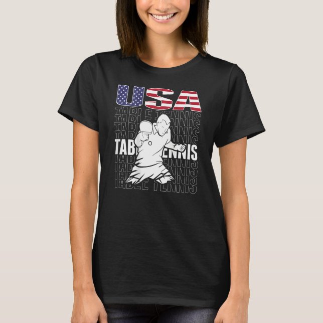 T-shirt America Table Tennis USA Drapeau Support Pong T (Devant)