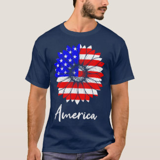 T-shirt America USA Sun Flower Cadeau