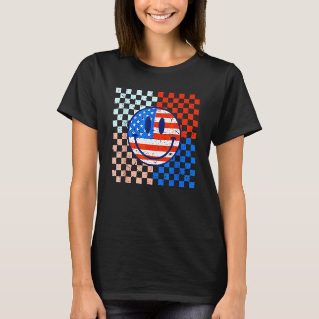 T-shirt America Vibes Cute Smile Face USA American Flag 4t (Devant)