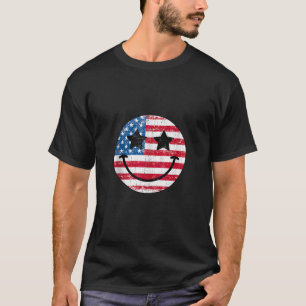 T-shirt America Vibes Smile Face American USA Drapeau Retr