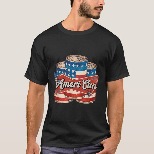 T-shirt Américain Ameri Can 4 juillet Rétro Usa Bière Patr (Devant)