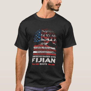 T-shirt Américain aux racines fidjiennes Patriotique Fidji