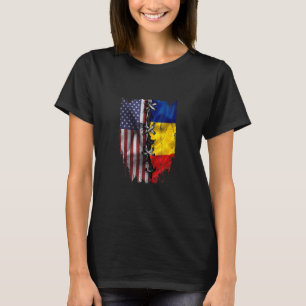 T-shirt Américain cultivé racines roumaines drapeau USA Ro