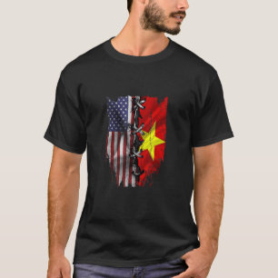 T-shirt Américain cultivé racines vietnamiennes drapeau US