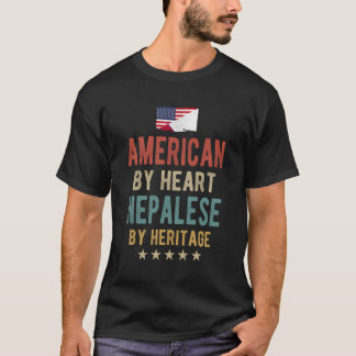 T-shirt Américain De Coeur Népalais Par Patrimoine