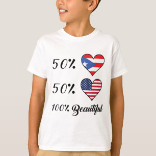 T-shirt Américain du Portoricain 50% de 50% 100% beau