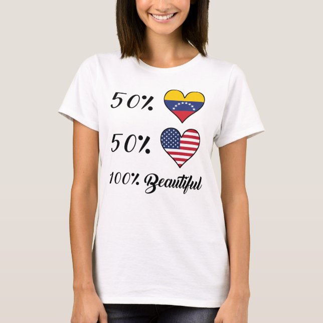 T-shirt Américain du Vénézuélien 50% de 50% 100% beau (Devant)