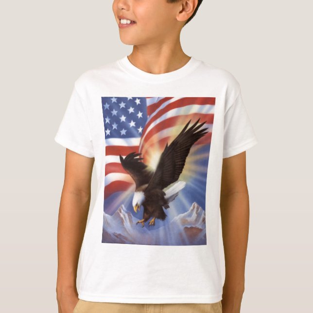 T-shirt américain-Eagle-et-drapeau-II (Devant)