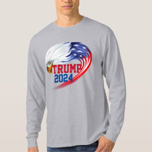 T-shirt américain Eagle Trump 2024 à manches longu