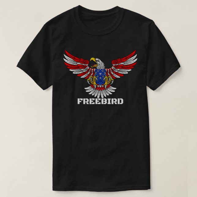 T-SHIRT AMÉRICAIN FLAG EAGLE FREEBIRD (Design devant)