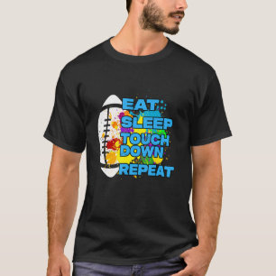 T-shirt Américain Football Mange Sleep Touchdown Répéter