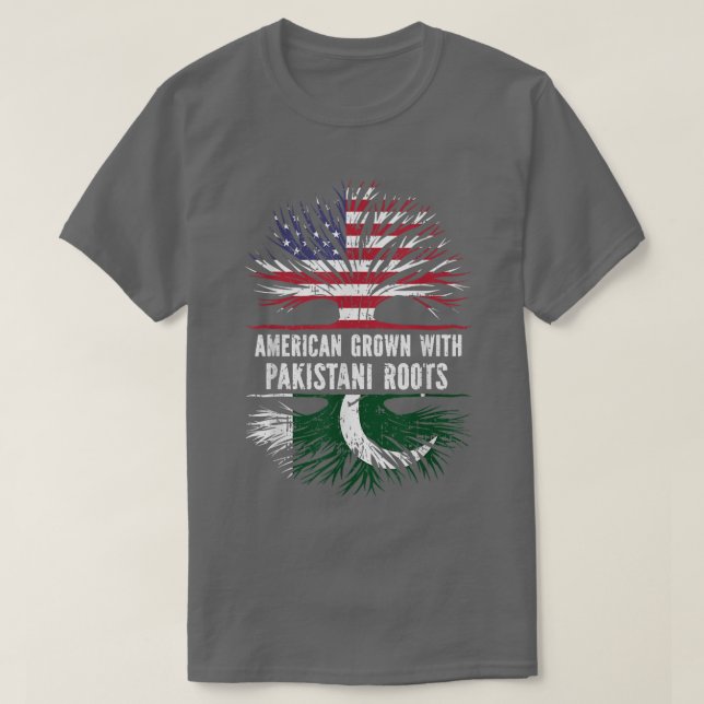 T-shirt Américain grandit avec des racines pakistanaises U (Design devant)