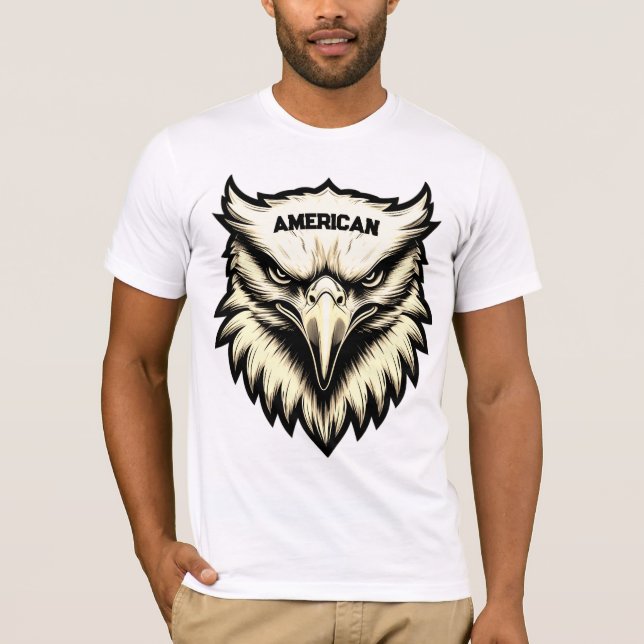 T-shirt américain sur mesure à la tête d'aigle de  (Devant)