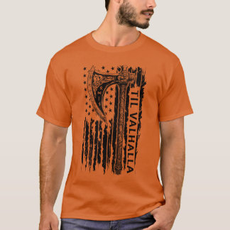 T-shirt Américain Viking Ae Flagil Valhalla Mythologie Nor