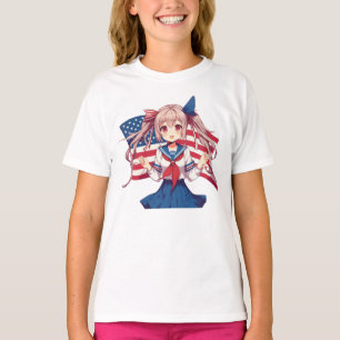 T-shirt Américaine patriotique fille d'anime