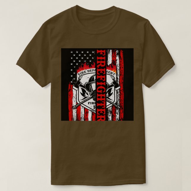 T-shirt American and Firefighter (Design devant)