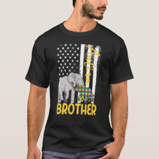 T-shirt American Autism Brother Usa Flag Elephant Awards