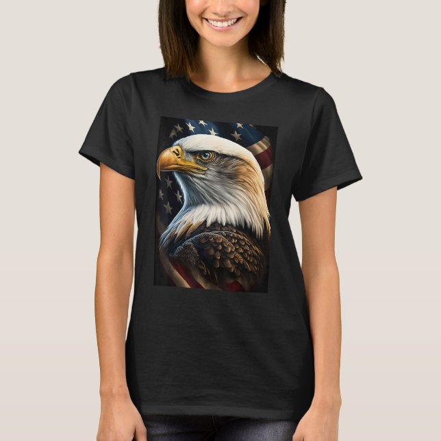 T-shirt American Bald Eagle Eyes Flag Country (Devant)