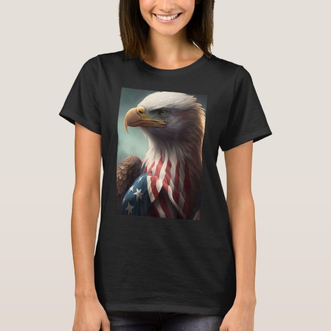 T-shirt American Bald Eagle Eyes Flag Country 10 (Devant)