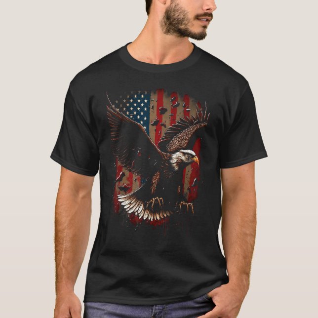 T-shirt American Bald Eagle Eyes Flag Country 2 (Devant)