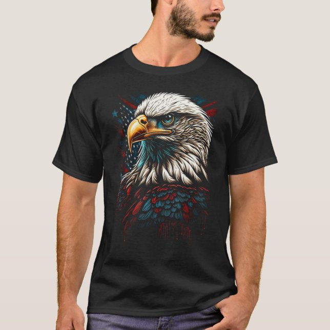 T-shirt American Bald Eagle Eyes Flag Country 3 (Devant)