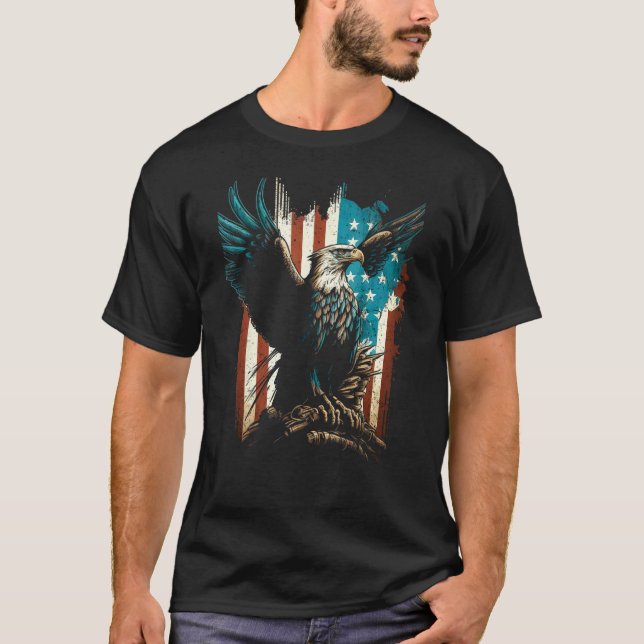T-shirt American Bald Eagle Eyes Flag Country 6 (Devant)