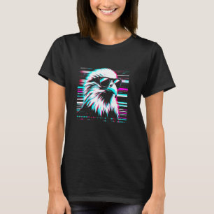 T-shirt American Bald Eagle Glitch - Vintage Eagle Bird Lo