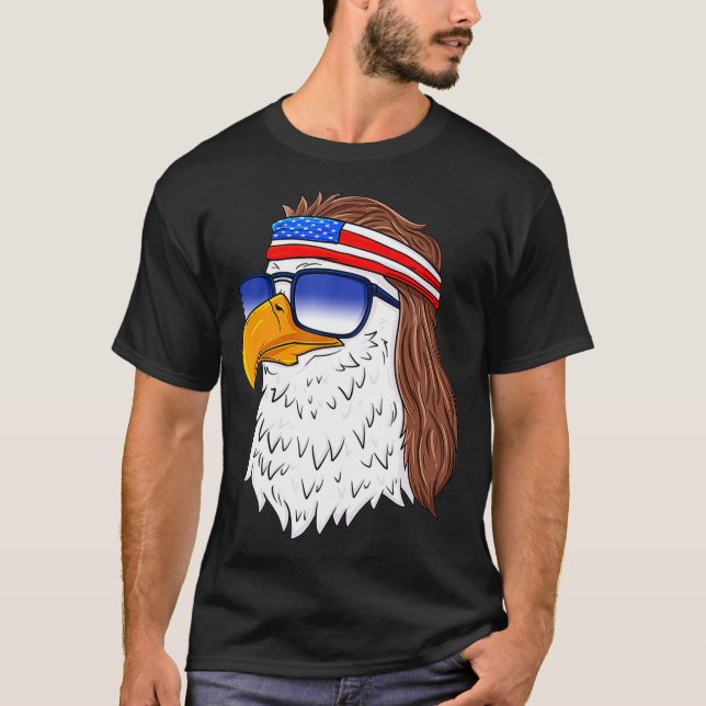 T-shirt American Bald Eagle Mullet 4th Of July Funny Usa  (Devant)