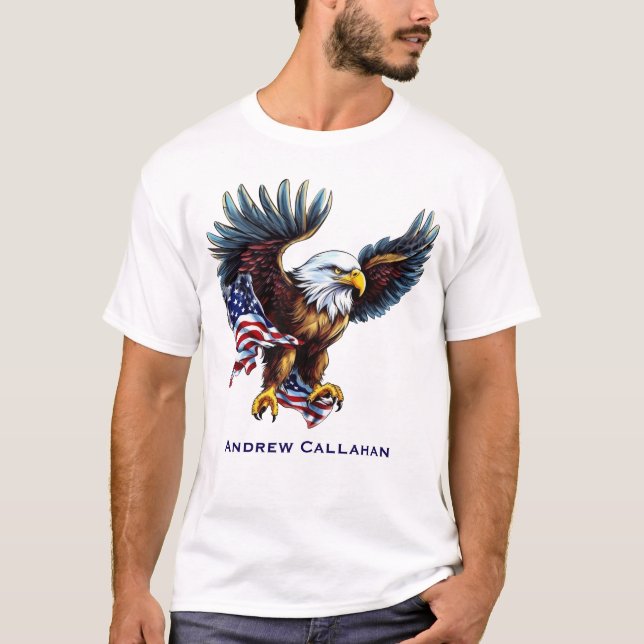 T-shirt American Bald Eagle Patriotic USA Flag 4 of July (Devant)