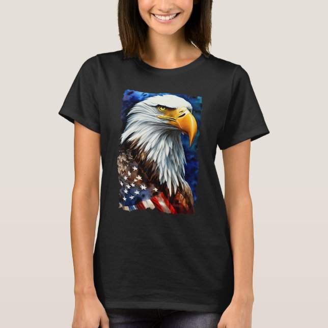 T-shirt American Bald Eagle USA Flag Freedom Men Women Pat (Devant)