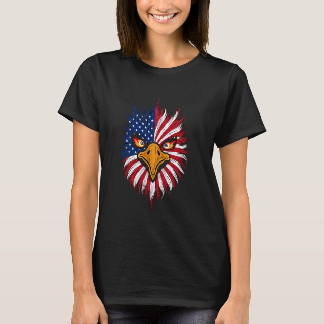 T-shirt American Bald Eagle USA Flag Shirt 4 juillet Eag (Devant)