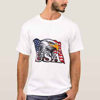 T-shirt American Bald Eagle with USA Drapeau - Patriotique